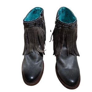 Corral Vintage Fringe Ankle Gray Boots - 7.5 Western Distressed Casual